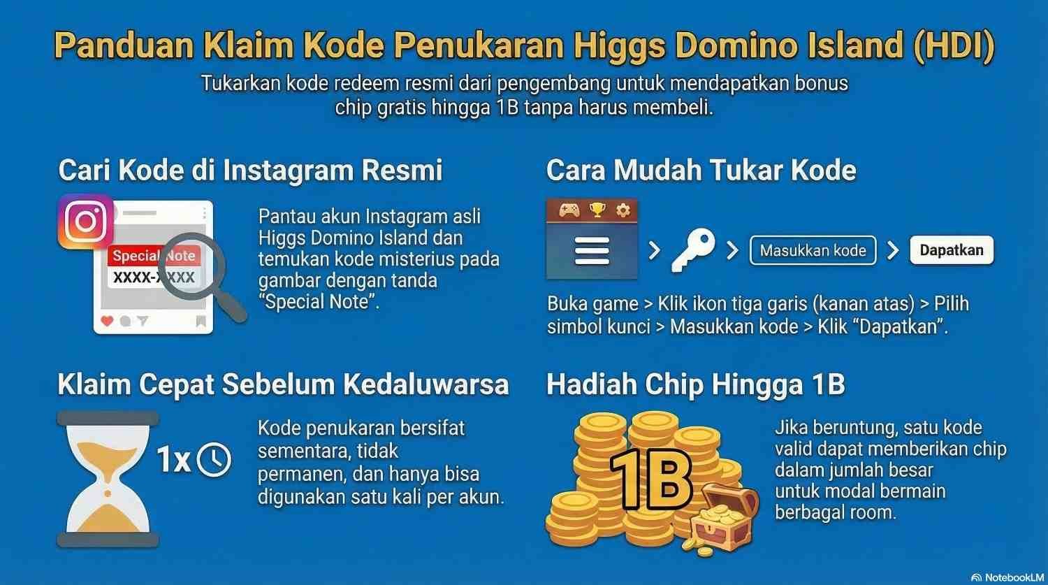 Daftar Kode Tukar HDI Higgs Domino Island & Cara Klaim 1B 2026