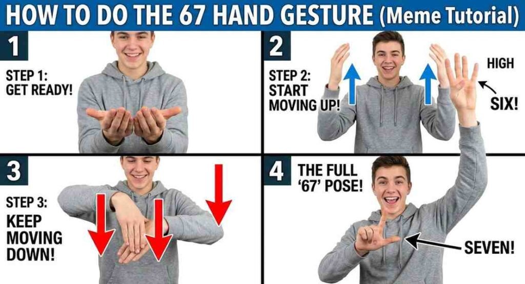 how to do 67 meme gesture
